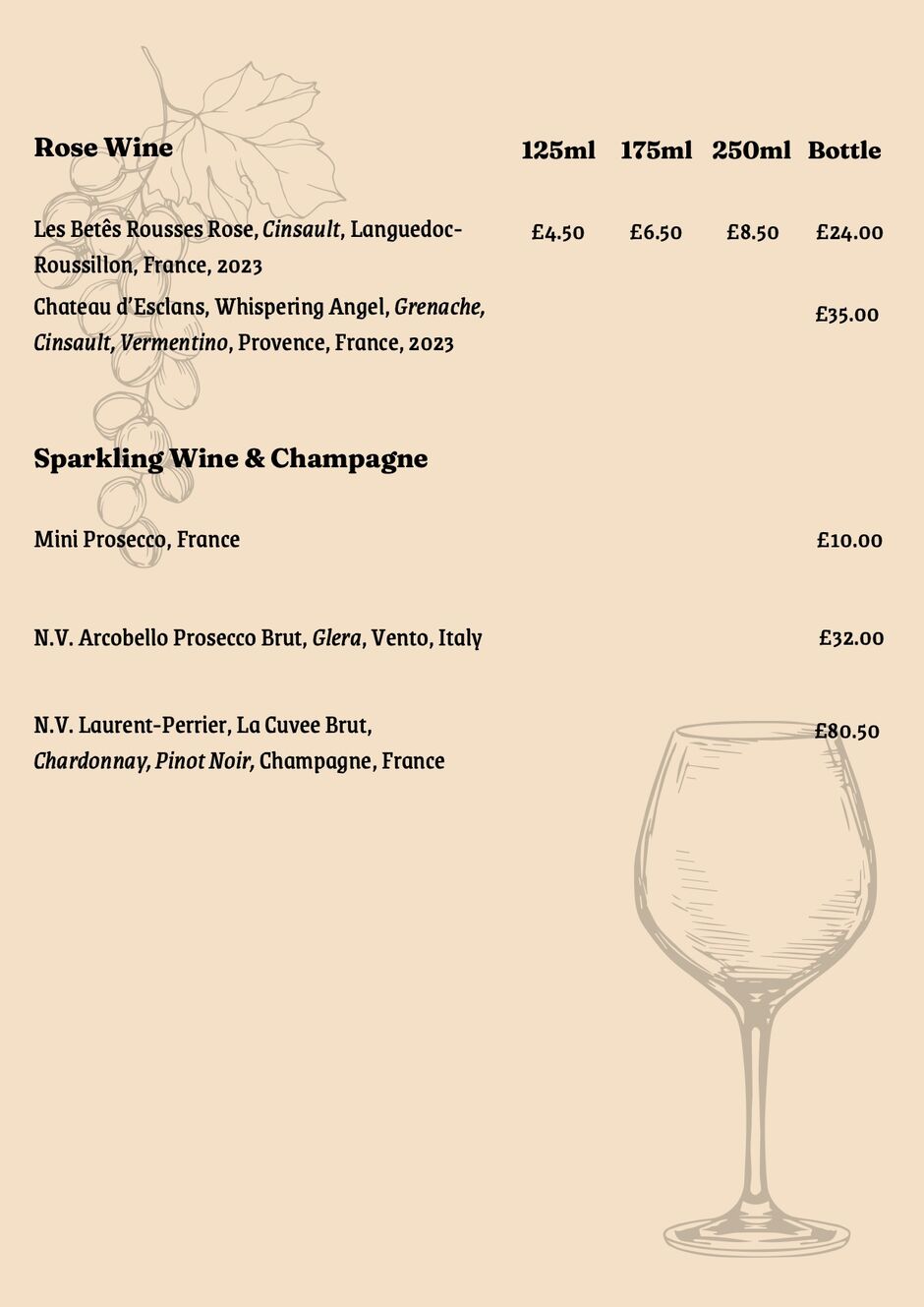 Hadley Wood Golf Club - North London - wine list
